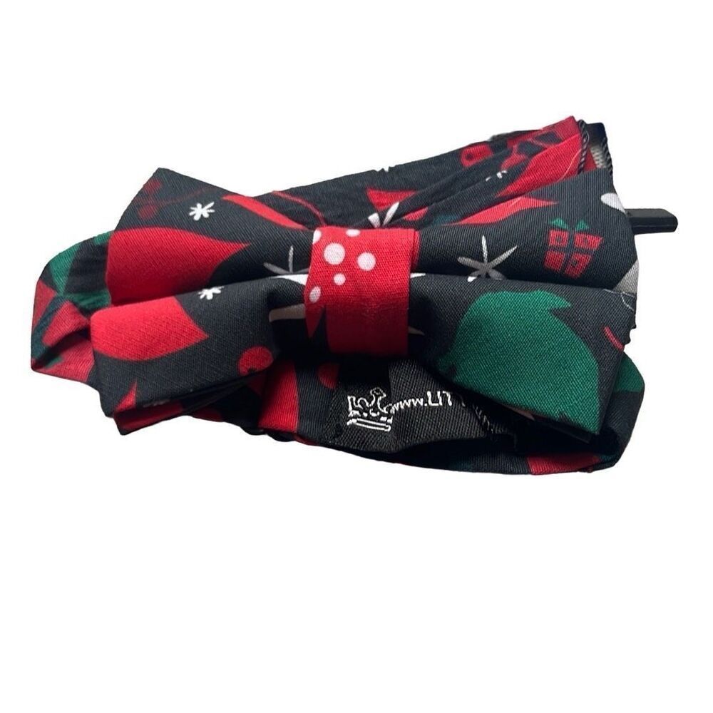 Littlest Prince Boys 0-8 Yr Red Green Poinsettia Bow Tie NWT Holiday‎ Christmas